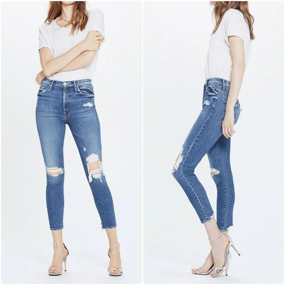 NWT MOTHER The Swooner Crop Jeans Your Treat Or Mine Distressed 24,26,27 $268